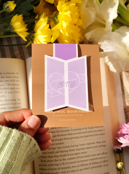 Lavender Heart Banner Magnetic Bookmark