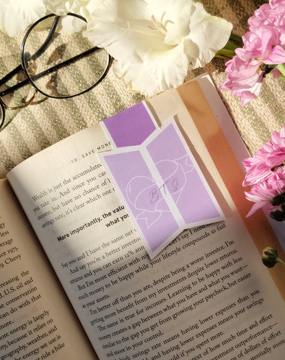 Lavender Heart Banner Magnetic Bookmark